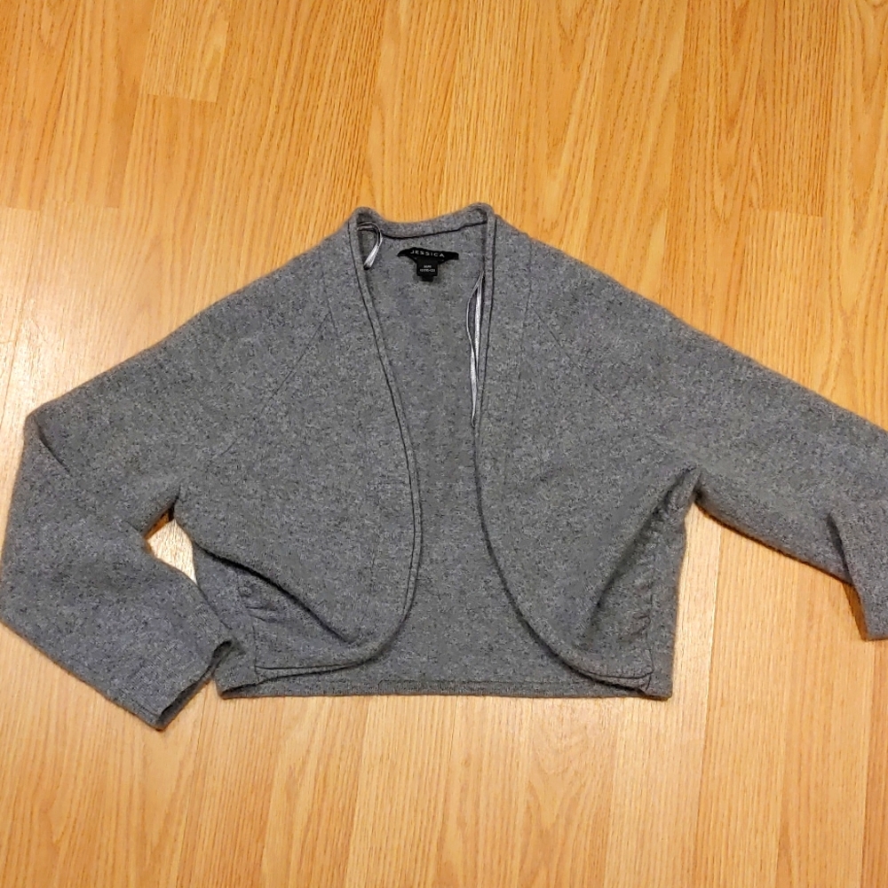 ❄️Jessica Women's 100% Cashmere Gray Shrug Sweater / Cardigan - Picture 1 of 5